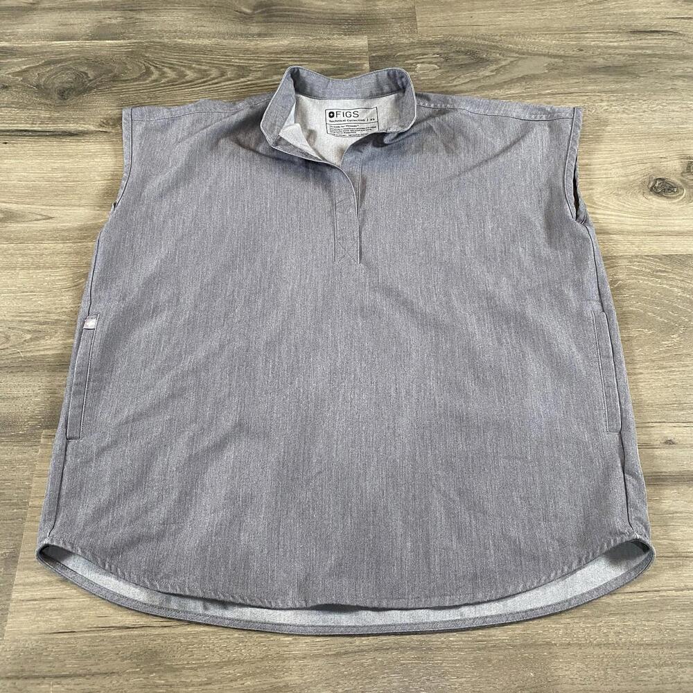 Figs RAFAELA Scrub Top XS Grey Vest Sleeveless Double Pockets Nurse Workwear